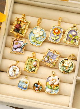 XKDDCT中古vintage油画风吊坠手