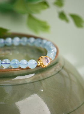 XKDDCT天然6MM海蓝宝女水墨玉葫