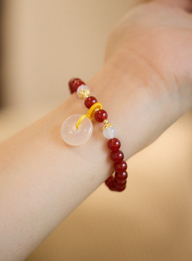 XKDDCT天然6MM红玛瑙手链女玉髓