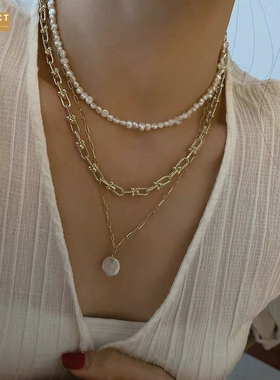 XKDDCT法式复古多层叠戴淡水珍珠