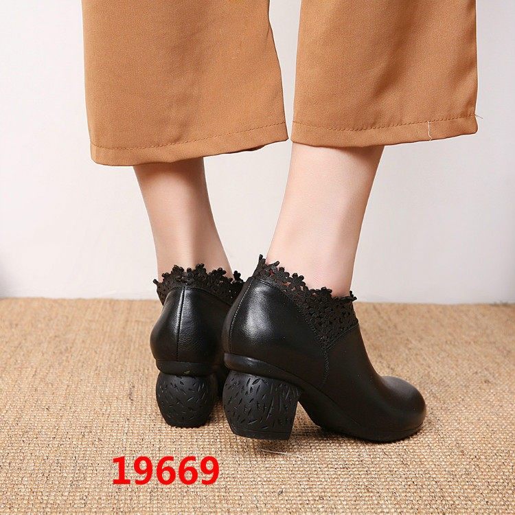 669木森鸟复古风黑色春秋粗跟蕾丝边妈妈鞋软底中年深口单鞋,淘宝优惠券,粉丝福利购,淘宝优惠卷
