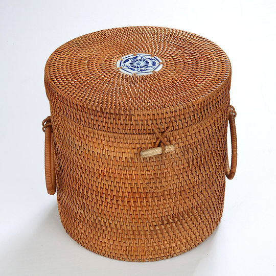 Vietnamese handmade rattan moisture-proof tea cans large size 7 cakes