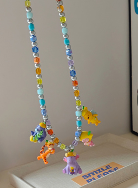 JMH小吴同学 迪士尼正版限定小维尼熊跳跳虎皮杰猪可爱水晶项链