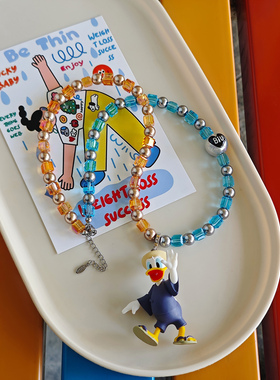 JMH小吴同学 原创正版迪士尼唐老鸭施华洛珍珠高级感卡通水晶项链