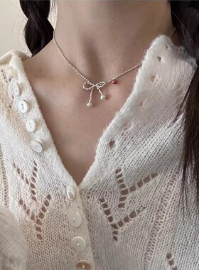 金属合金锁骨链女蝴蝶结毛衣链