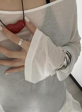 珐琅红色马总同款张悦儿桃心项链