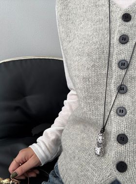 高级感好事花生轻奢独特项链黑绳