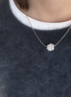 ins风简约项链拉丝水滴虎眼石珍珠球项链新品简约小众极简锁骨链