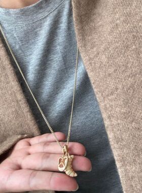 韩版小众设计款牛角包吊坠项链女可爱精致百搭长款毛衣链