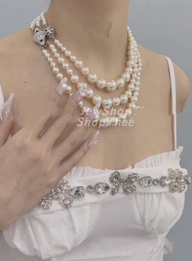 水钻珍珠锁骨链女西太后土星