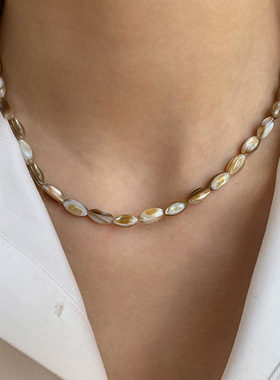 贝母百搭串珠高级感气质锁骨链