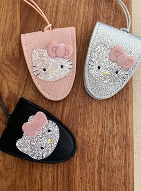 甜美可爱ins风黑粉kitty挂脖眼镜收纳包百搭休闲长款项链毛衣链