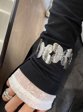 张悦儿同款开口宽面弧形光面手镯女小众设计简约手工可调节手镯