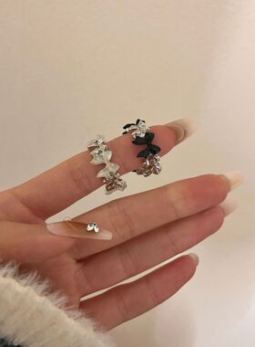 女金属韩系拼色蝴蝶结戒指指环