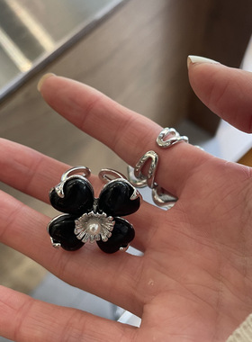 立体花瓣造型戒指高级感网红同款铜镀真金小众设计平价送礼配饰
