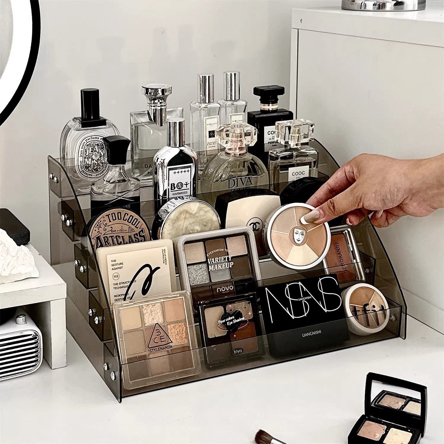化妆品收纳盒亚克力多层阶梯置物架梳妆台护肤品眼影盘香水展示架,淘宝优惠券,粉丝福利购,淘宝优惠卷