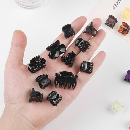 小号抓夹黑色小夹子头饰固定头发刘海尴尬期前额碎发夹头顶发夹女 - 图1