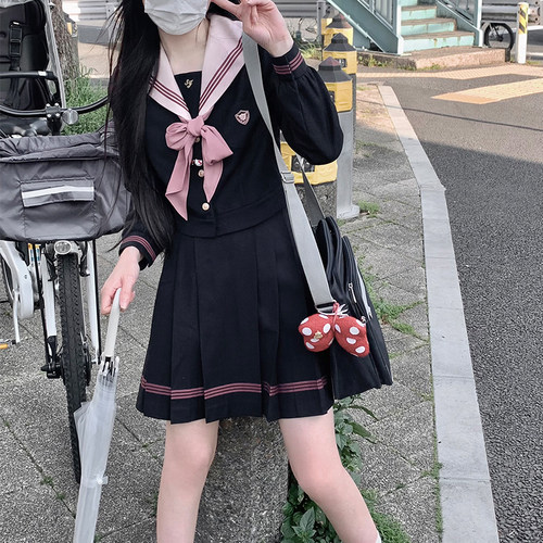 【月野HOUSE】*淑吉高*原创温柔蔷薇粉三本冬服日系JK制服套装 - 图1