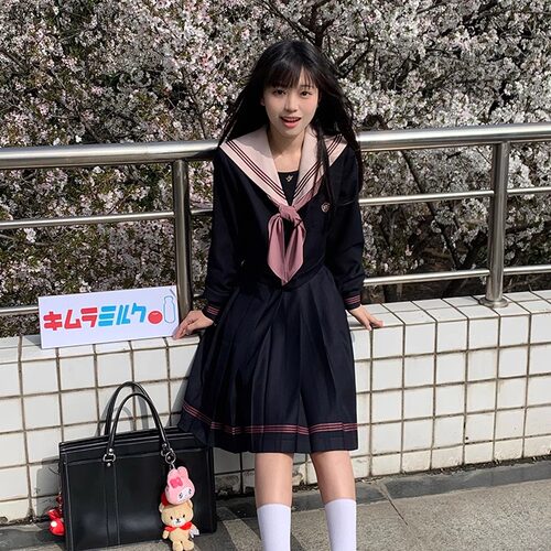 【月野HOUSE】*淑吉高*原创温柔蔷薇粉三本冬服日系JK制服套装 - 图0