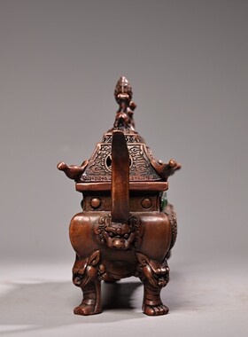 仿古黄铜八宝莲花盘塔锥熏香炉茶桌香案摆件居家堂用品茶道20cm