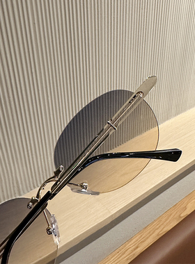 椭圆金属个性无框浅色墨镜