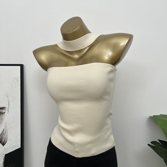 Sexy versatile leaky back halter top tube top for women