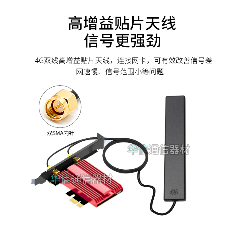 全网通GSM/3G/4G/LTE贴片天线3G/4G路由器网卡天线双SMA内针接口-图0