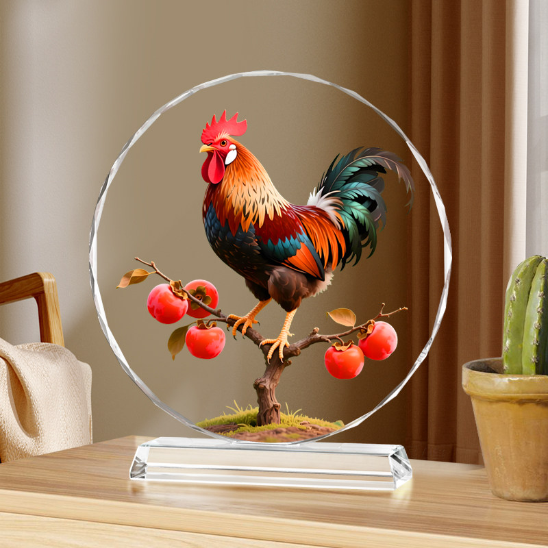 大吉大利水晶摆件生肖招财大红公鸡桌面装饰摆台家居镇宅乔迁送礼,淘宝优惠券,粉丝福利购,淘宝优惠卷