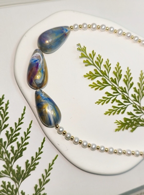 海渊 天然珍珠项链个性时尚复古vintage老钱风