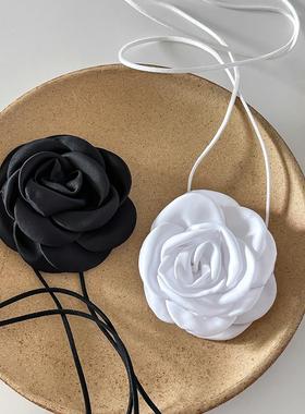 新款拉丁舞蹈摩登舞服脖子配饰系带花朵项链饰品国标舞蹈演出配饰