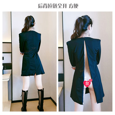 户外女装方便proudfox可撕制服诱惑露出蜜桃连衣裙易撕裙真空服 虎窝淘