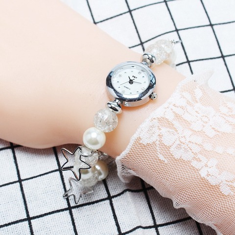 韩版休闲学生时尚潮流珍珠气质女士手链表小巧防水缠绕时装手表女