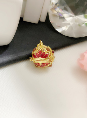 DIY汉服景泰蓝花朵招财猫吊坠