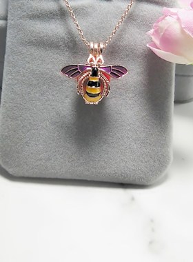 简约可爱时尚设计笑脸蜜蜂浮雕复古香水吊瓶锁骨链短款项圈女儿童