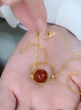 项链女相思豆红玛瑙项链