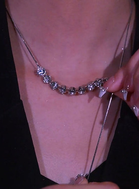 钻款项链可调节Y字形锁骨链