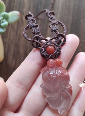 南红鱼小丸手作冰飘吊坠蜡线挂件