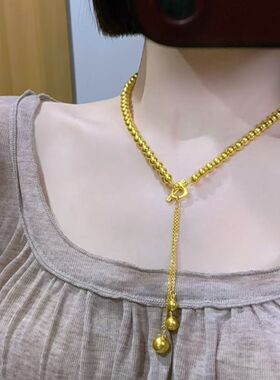 爆款珠珠链滴溜版爱心OT扣流苏项链转运珠字锁骨链