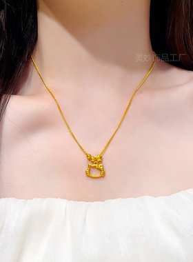 kt凯蒂猫星星项链吊坠镂空hellokitty猫咪转运珠送女