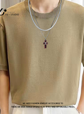 YUSTUDIO钛钢扁蛇情侣血液项链