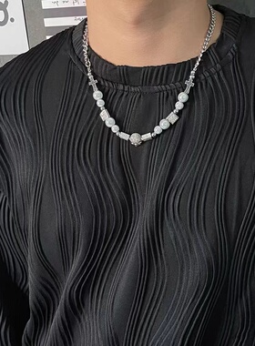 yu原创设计反光珍珠骷髅镶钻潮酷