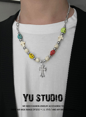 YUSTUDIO钛钢松石情侣小众项链