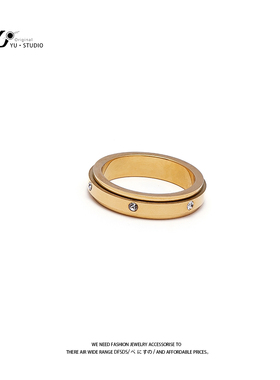 YUSTUDIO情侣钛钢轻奢风金色指环