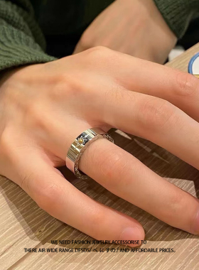 YUSTUDIO情侣钛钢冷淡风精致戒指