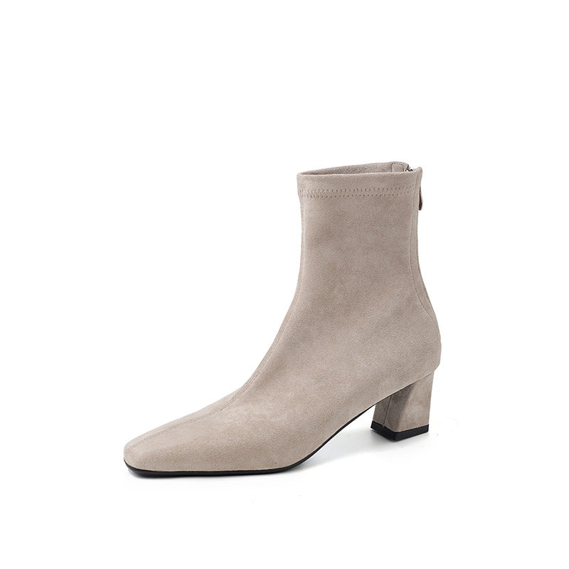 巨软短靴女春秋单靴2025新款粗跟ins网红瘦瘦靴高跟鞋弹力大码43,淘宝优惠券,粉丝福利购,淘宝优惠卷