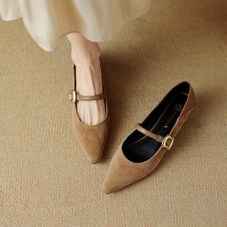 2025新款春秋羊皮法式玛丽珍鞋女低跟浅口单鞋女尖头平底鞋软底春,淘宝优惠券,粉丝福利购,淘宝优惠卷