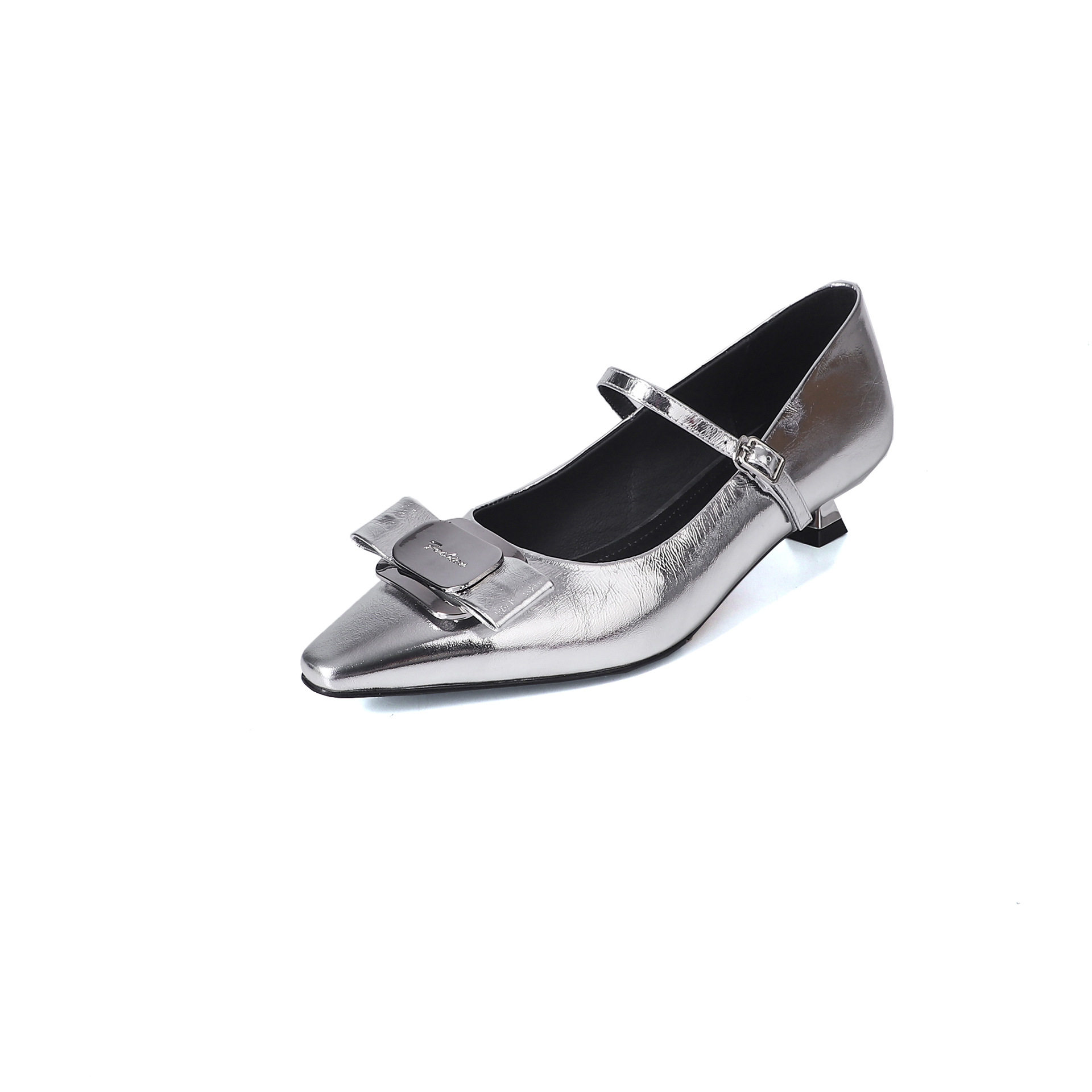 气质名媛真皮蝴蝶结单鞋女2024新款红色婚鞋配裙子银色尖头猫跟鞋,淘宝优惠券,粉丝福利购,淘宝优惠卷