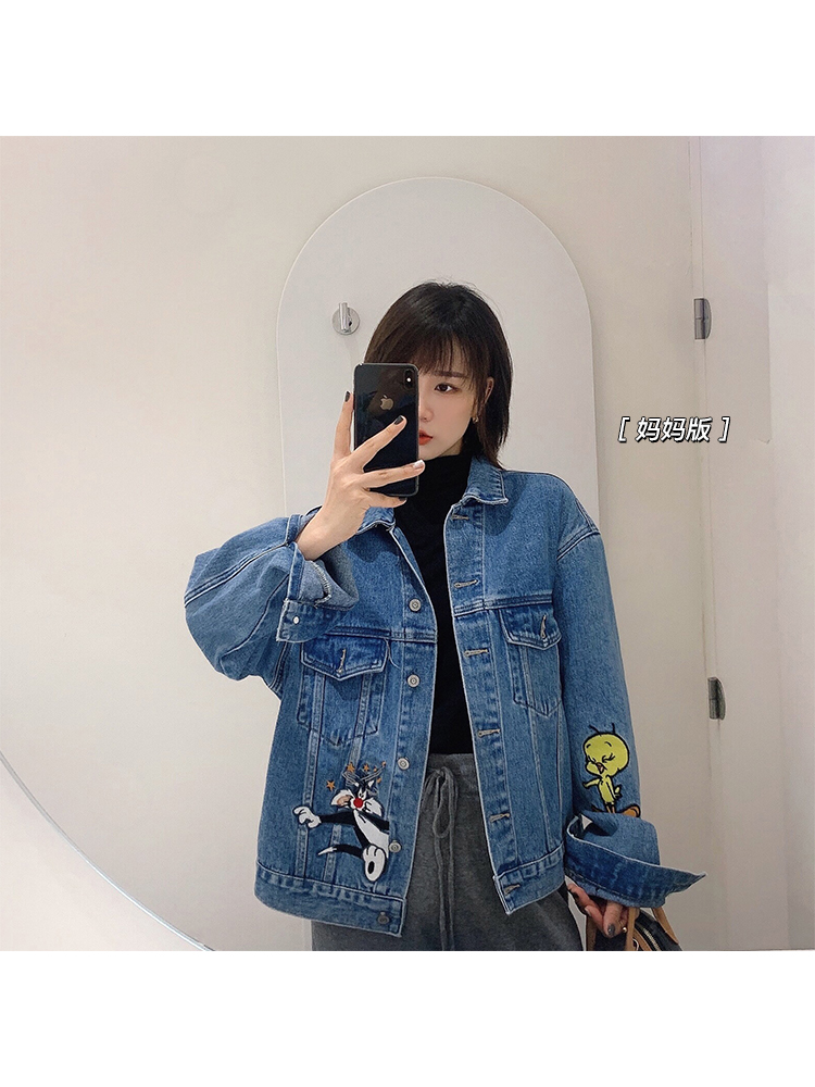 辰辰妈兔巴哥网红亲子装洋气母子秋装上衣重工刺绣男童牛仔外套潮 辰辰妈兔巴哥网红亲子装洋气母子秋装上衣重工刺绣男童牛仔外套潮