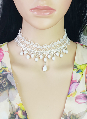 蕾丝低领配饰锁骨黑色颈带项圈