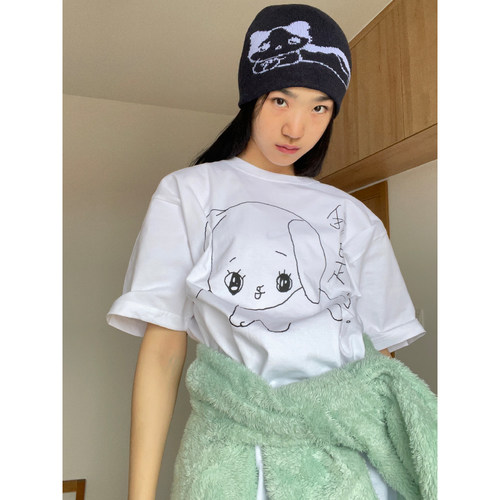 曼斯特物种我是狗短袖原创可爱卡通趣味印花纯色打底纯棉情侣T恤 - 图0